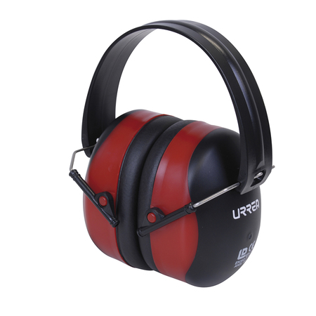 URREA Over-the-Head Ear Muffs, 30 dB, Black/Red USO2
